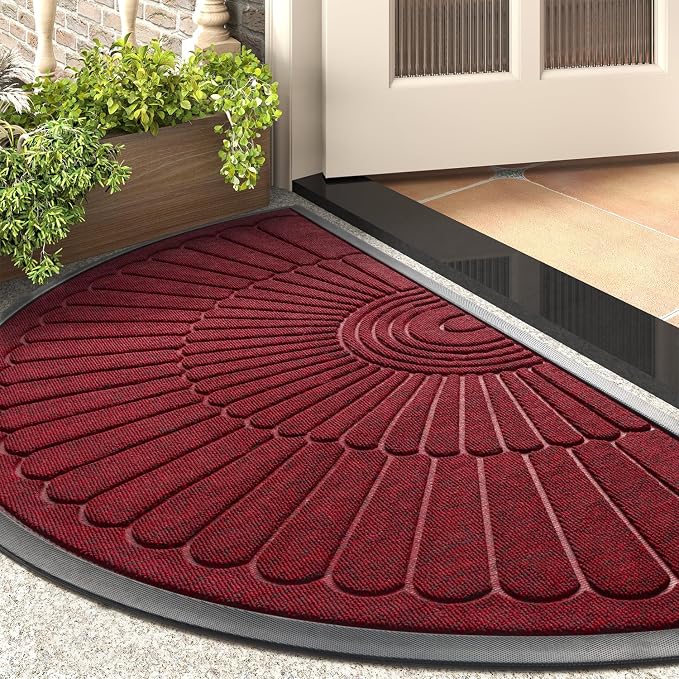 tchdio Door Mat Outdoor Indoor Entrance Doormat-Semicircular Durable Rubber Non by Tchdio