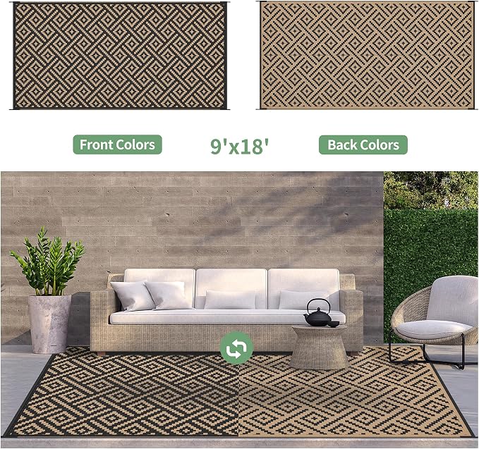 GENIMO Outdoor Rug for Patio Clearance, Reversible Plastic Straw Rugs for RV - Image 4
