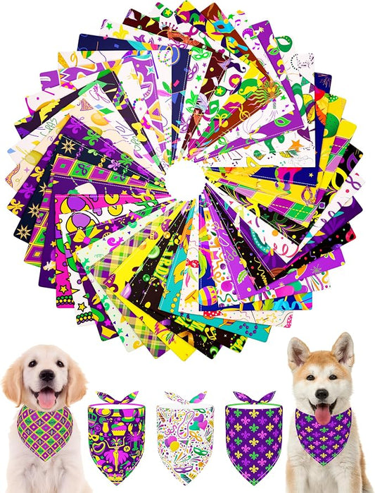 PET SHOW 50 Pack Mardi Gras Dog Bandanas Bulk by PETSHOW