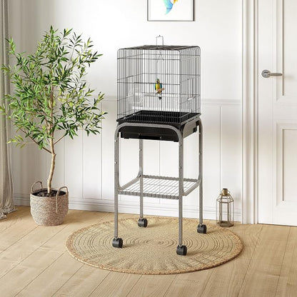 Pawhut 45-inch Metal Indoor Bird Cage, Parrot Cage, Bird Aviary - Image 2