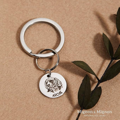 MignonandMignon Custom Pet Portrait Keychain Personalized Multiple Dog Cat - Image 4