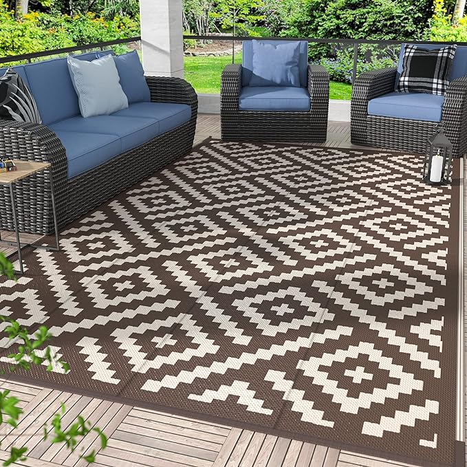GENIMO Outdoor Rug for Patio Clearance, Reversible Plastic Straw Rugs for RV by GENIMO