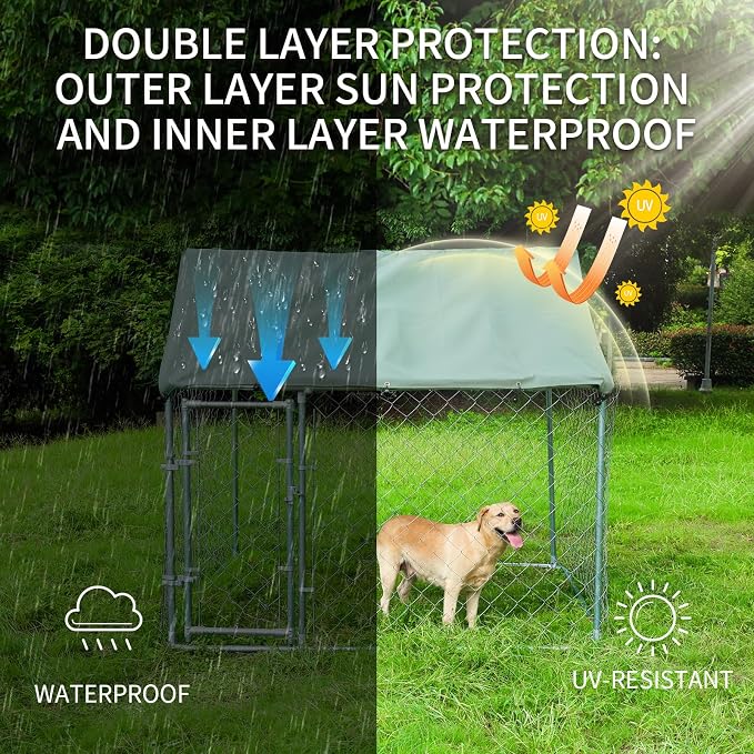 80"x80"x72" Outdoor Dog Kennel for Large Dogs - Image 3