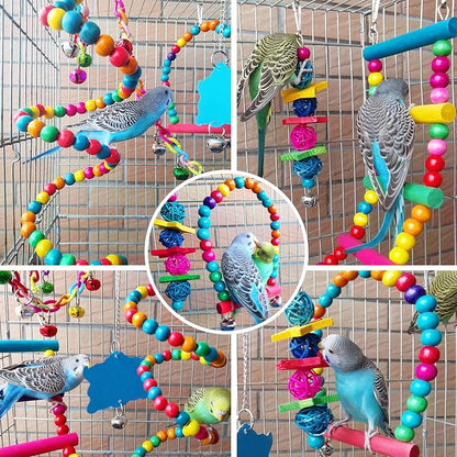 Bird Parakeet Cockatiel Toys, ESRISE Parrots Cage Hammock Swing Climbing - Image 6