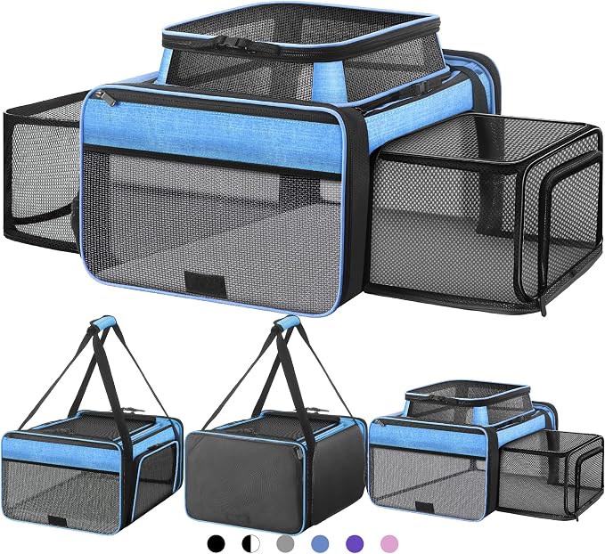 Top and 2 Sides Expandable Cat Carrier 18x13.5x9.5, TSA Airline Approved Dog by SHARLOVY
