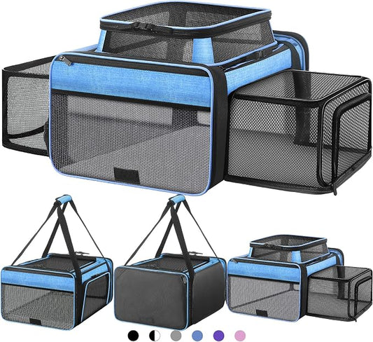 Top and 2 Sides Expandable Cat Carrier 18x13.5x9.5, TSA Airline Approved Dog by SHARLOVY