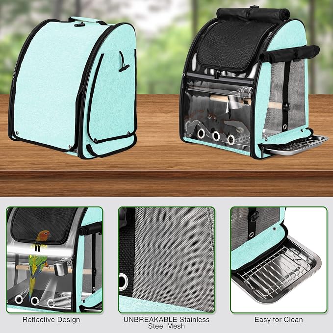 SUERTREE Bird Carrier Bag with Indestructible Stainless Steel Mesh, Bird Travel - Image 4