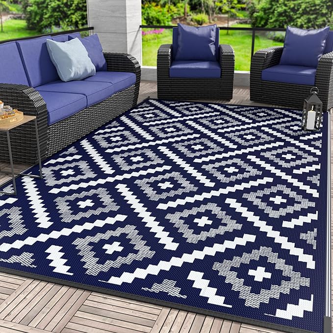 GENIMO Outdoor Rug for Patio Clearance, Reversible Plastic Straw Rugs for RV by GENIMO