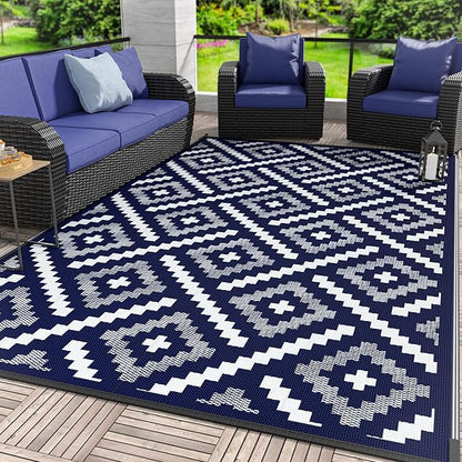 GENIMO Outdoor Rug for Patio Clearance, Reversible Plastic Straw Rugs for RV by GENIMO