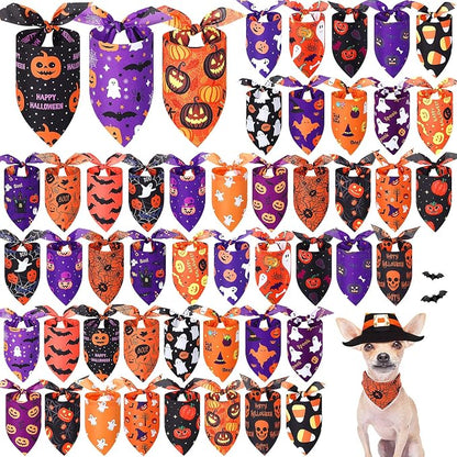 Abbylike 50 Pcs Halloween Dog Bandanas Bulk Pumpkin Bandanas by Abbylike