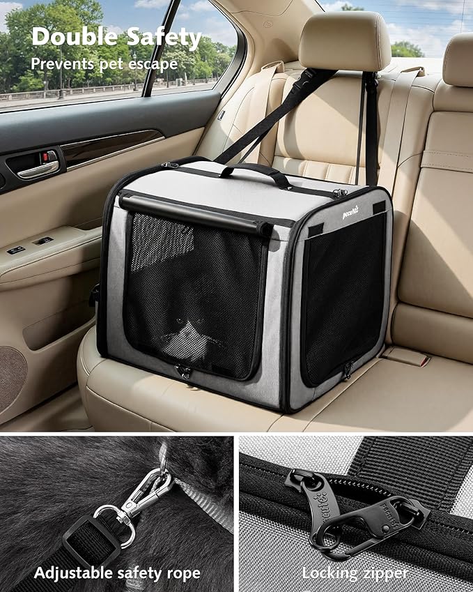 Pecute Dog Car Carrier Light Weight 19.7×16.9×14.8in, Dog Carrier Easy to - Image 2