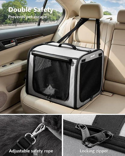 Pecute Dog Car Carrier Light Weight 19.7×16.9×14.8in, Dog Carrier Easy to - Image 2