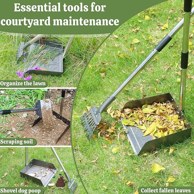 T2Y Pooper Scooper, Adjustable Stainless Steel Rake & Spade & Extra Large Tray - Image 5