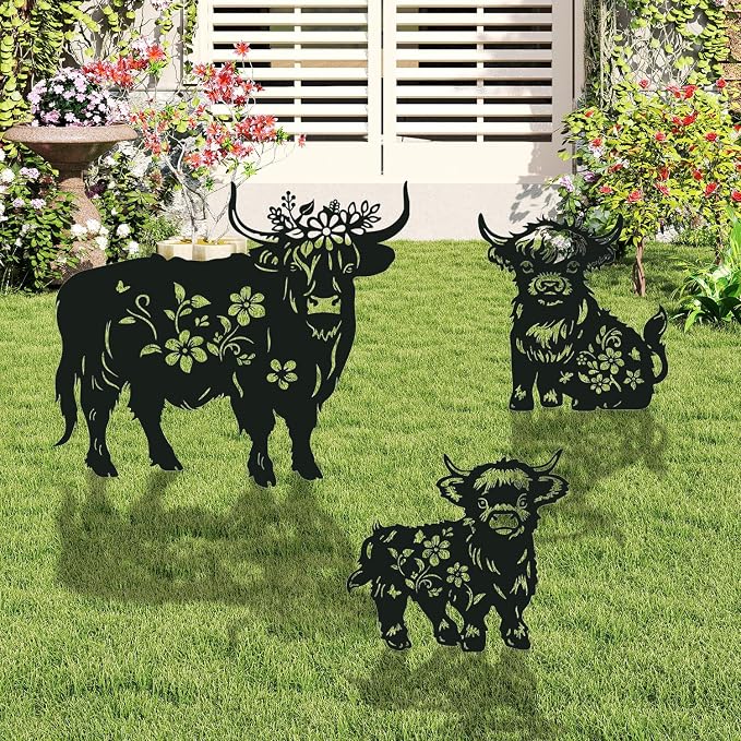 Highland Cow Metal Garden Stakes Yard Decor, Lawn Ornaments Outdoor, Yard Art - Image 6