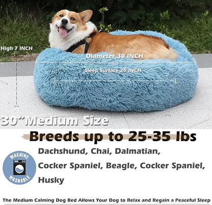 Calming Donut Dogs Beds for Small Dogs Washable, 28inch Plush Round Pet Bed for - Image 3