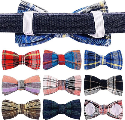 PET SHOW 8pcs Plaid Small Dogs Collar Bow Ties Puppies Cats Collar Charms - Image 6