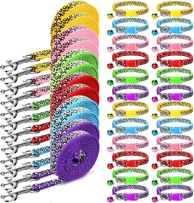 Amylove 48 Pcs Dog Collar and Leash Set, Polypropylene Adjustable Puppy Collars by Amylove