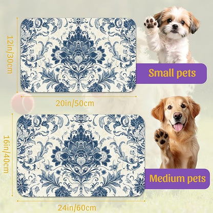 Vintage Floral Paisley Pet Feeding Mat, Absorbent Dog Cat Bowl Pad, Quick Dry - Image 2