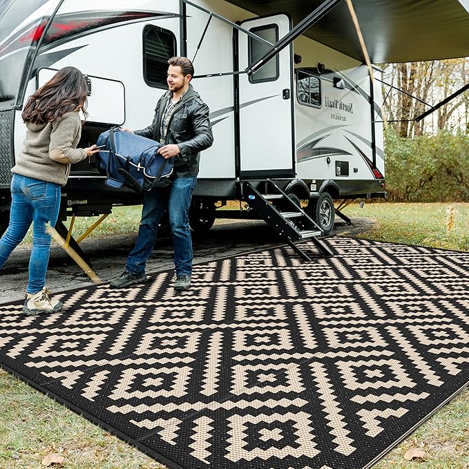 GENIMO Outdoor Rug for Patio Clearance, Reversible Plastic Straw Rugs for RV by GENIMO