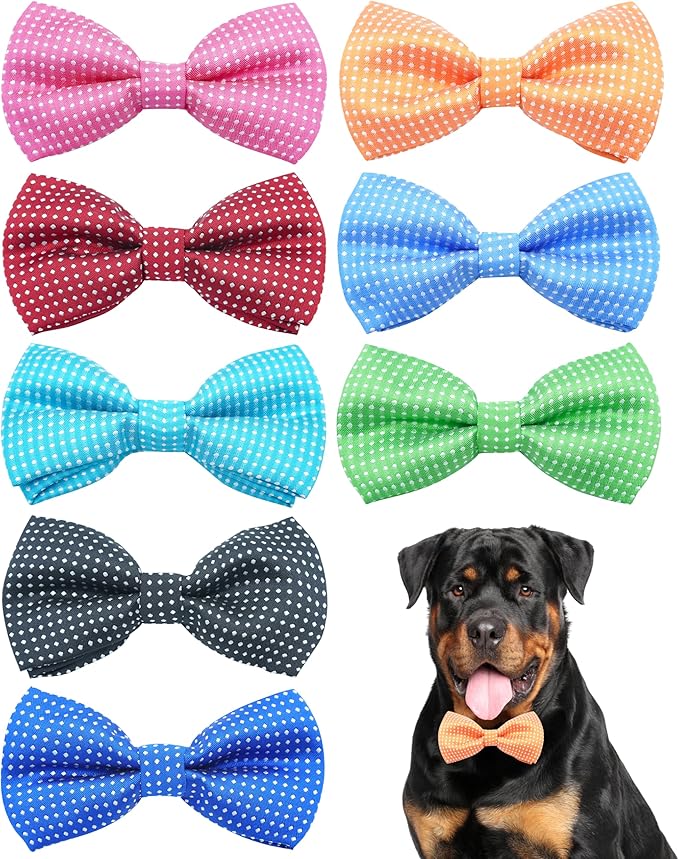 PET SHOW 8 Pack Dot Big Dogs Collar Embellishment Attachment Bow Ties by PETSHOW