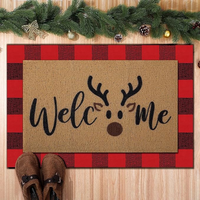Tinideya 2 Pcs Door Mat Welcome Non Slip Coir Mats Floor Layering Doormats - Image 6