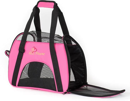 Pawer Soft-Sided Pet Carrier for Cat and Small Dog, Hot Pink Color, Medium Size - Image 2