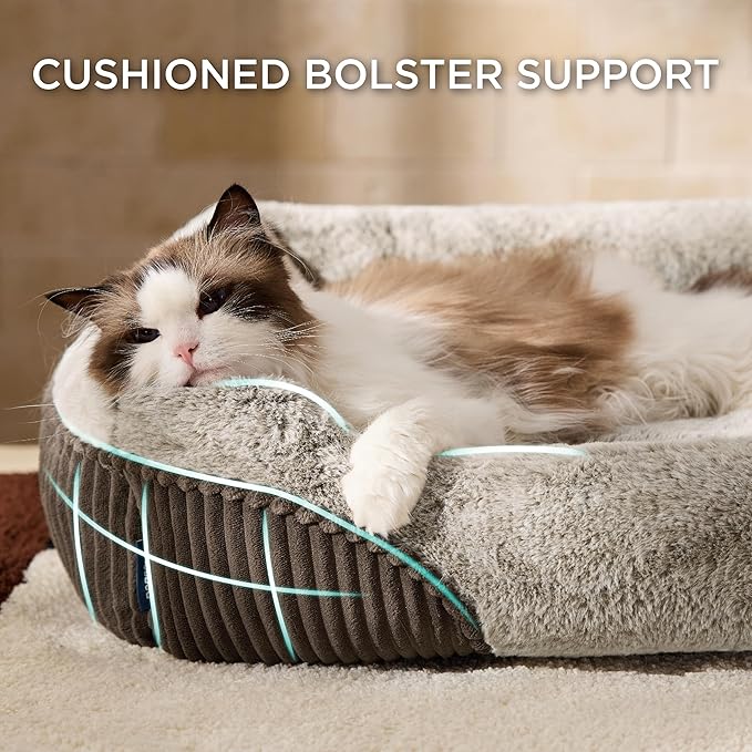 Bedsure Washable Dog Bed Small Dog＆Cat- Rectangle Fluffy Plush Kitten Puppy Bed - Image 3