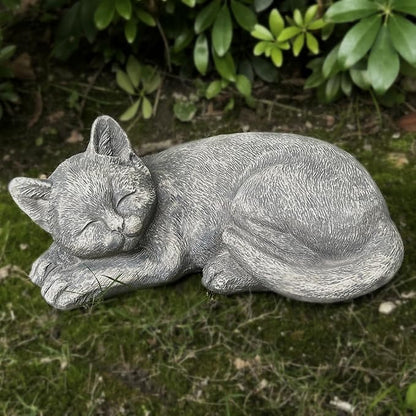Garden Sleeping Cat Memorial Stone Cat Grave Marker Remembrance Kitten Statues - Image 6