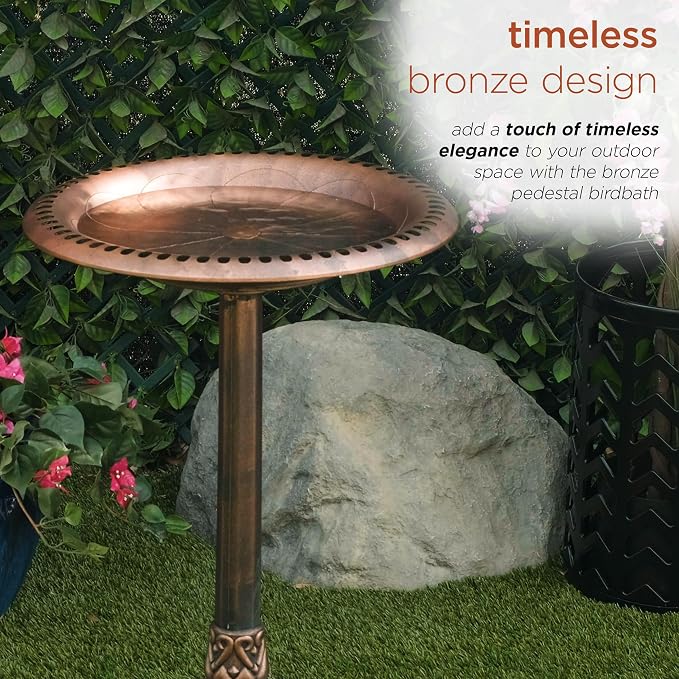 Alpine Corporation | 28" Bronze Outdoor Pedestal Birdbath - Image 9