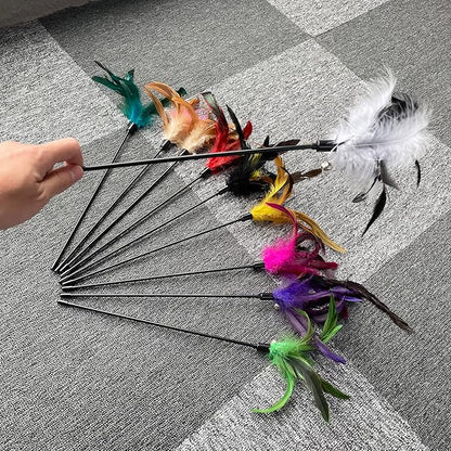 10-Pack Cat Feather Wand Toys - Image 4