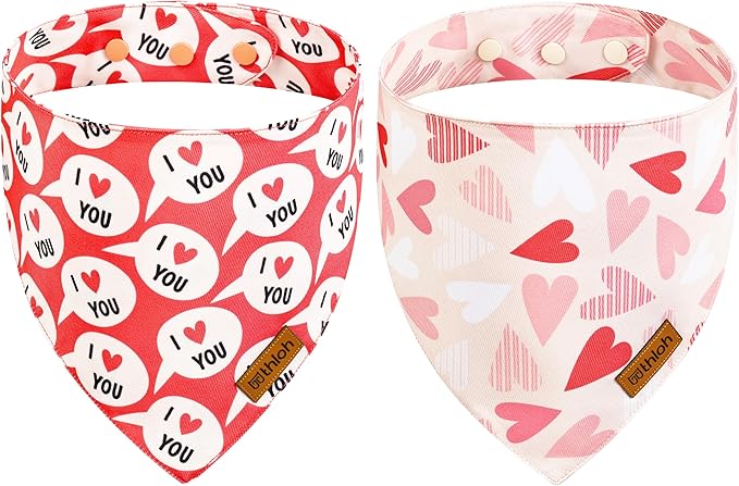 Valentines Dog Bandanas with Snap Button by THLOHDogBandanas