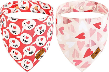 Valentines Dog Bandanas with Snap Button by THLOHDogBandanas