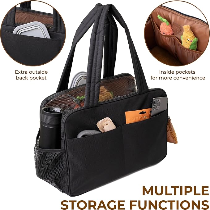 Black Dog Purse Carrier for Small Dogs – Cotton Padded Interior, Breathable - Image 4