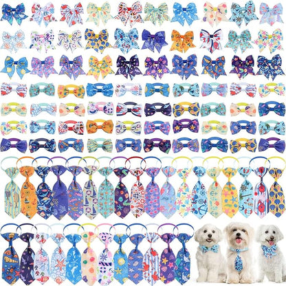 Reginary 100 Pieces Dog Bow Tie Collar Set Include 40 Dog Neckties, and 30 by Reginary