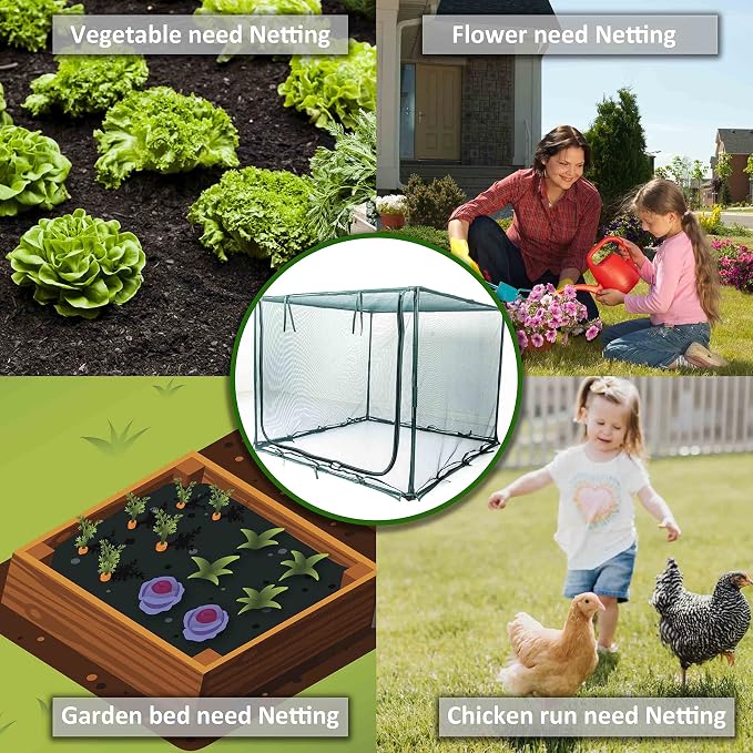 Square 4'x4' Netting Cover 3.3FT Tall Crop Cage Pest Guard Cover - Image 9