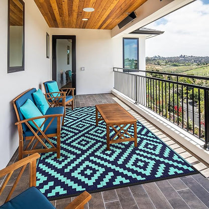 GENIMO Outdoor Rug for Patio Clearance, Reversible Plastic Straw Rugs for RV - Image 5