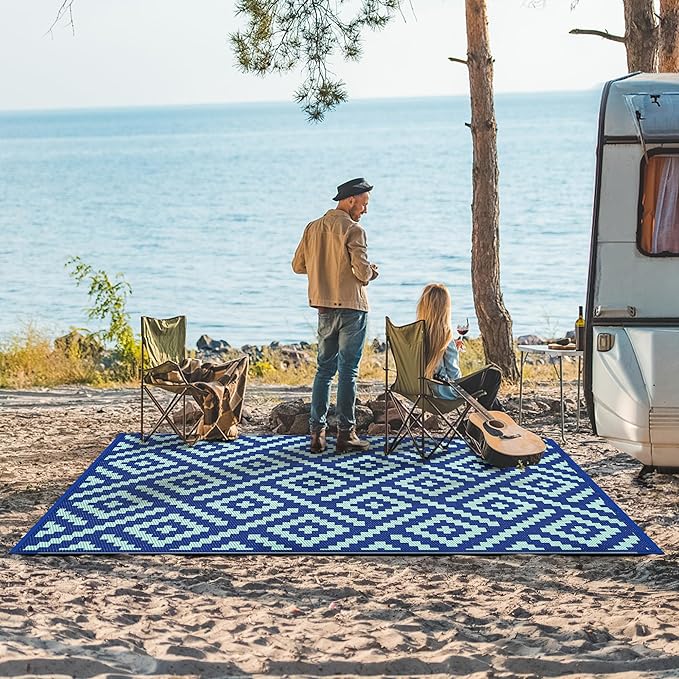 GENIMO Outdoor Rug for Patio Clearance, Reversible Plastic Straw Rugs for RV - Image 3