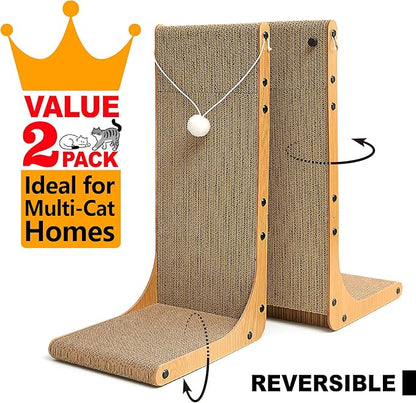 Value 2-Pack 23.6 Inch L-Shaped Cardboard Cat Scratcher, Dual Use Scratch Pad - Image 2