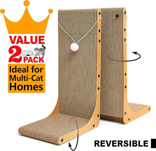 Value 2-Pack 23.6 Inch L-Shaped Cardboard Cat Scratcher, Dual Use Scratch Pad - Image 2