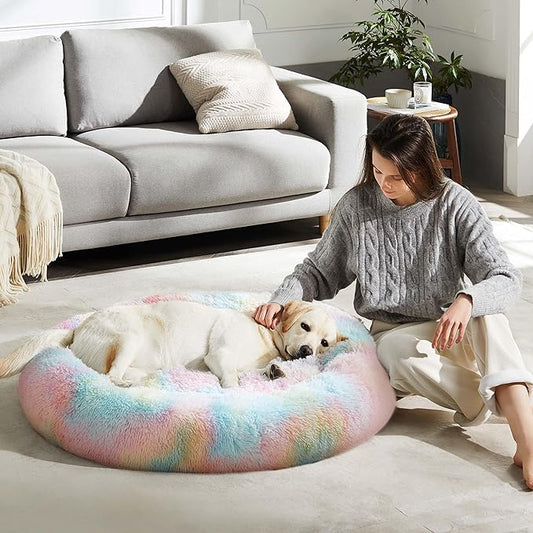 WESTERN HOME WH Calming Dog & Cat Donut Cuddler, Anti-Anxiety Warming Cozy Soft - Image 2