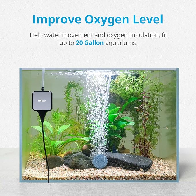 NICREW Nano Silent Aquarium Air Pump Black, Aquarium Aerator - Image 3