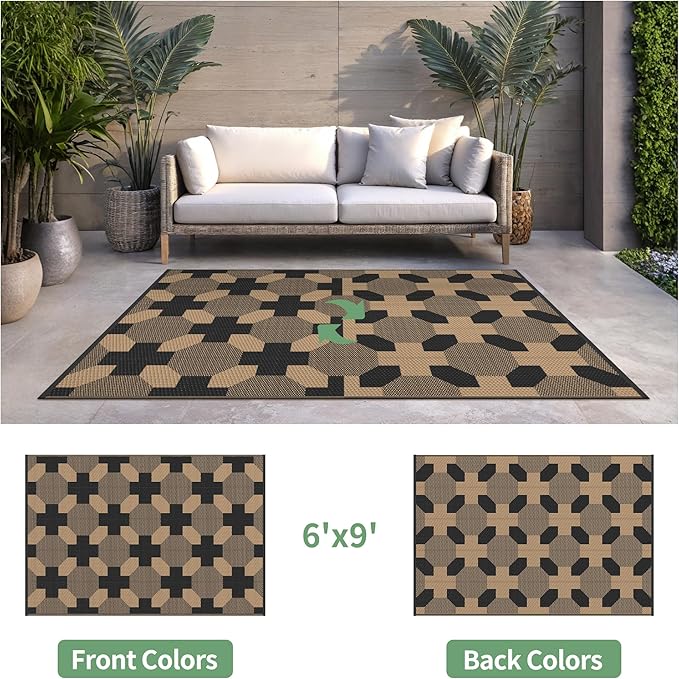 GENIMO Outdoor Rug for Patio Clearance, Lightweight Waterproof RV Camping Mat - Image 2