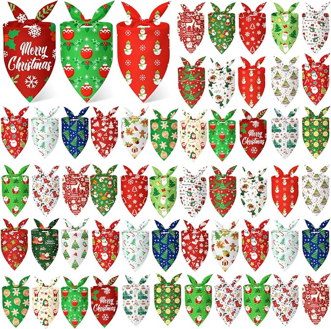 Abbylike 50 Pieces Christmas Dog Bandanas Bulk Xmas Bandanas by Abbylike