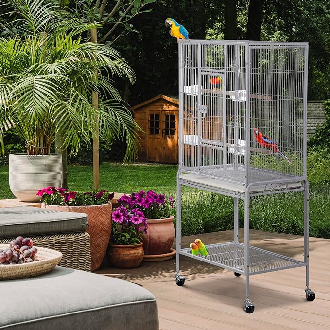 ZENY 53-Inch Bird Flight Cage, Wrought Iron Standing Large - Image 5