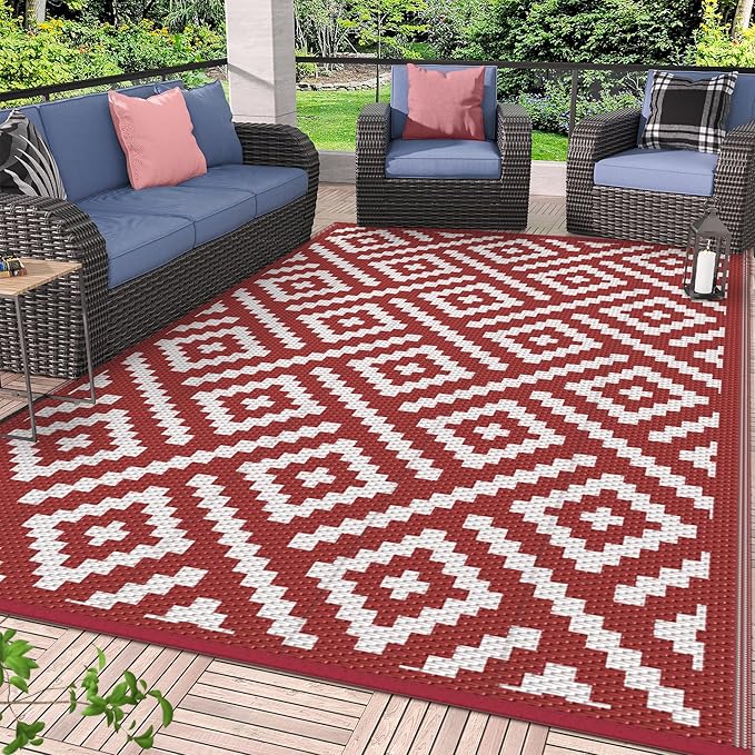 GENIMO Outdoor Rug for Patio Clearance, Lightweight Waterproof RV Camping Mat by GENIMO