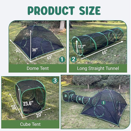 3-in-1 Outdoor Cat Enclosures, Portable Catio Green Cat Tents - Image 2