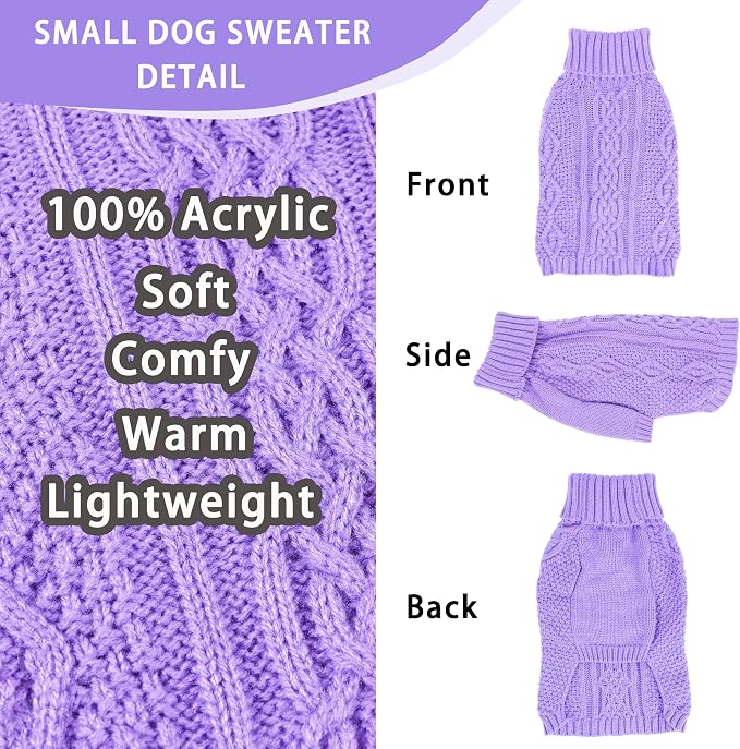 Dog Sweaters Small Dog Clothes Winter Turtleneck Puppy Sweater Warm Pet Cat - Image 4