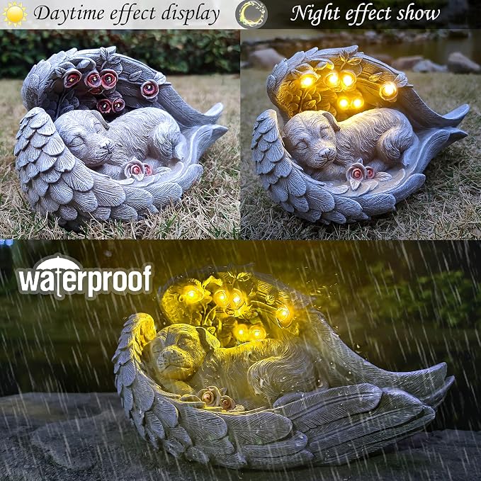 Solar Dog Garden Statues Outdoor Décor- Dog Figurines Solar LED Light Lawn - Image 8