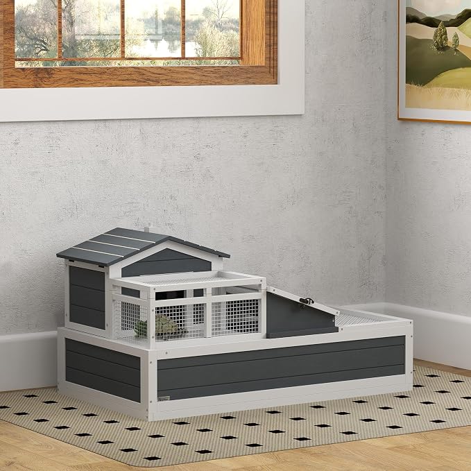 PawHut 3- Room Tortoise House Habitat - Image 2
