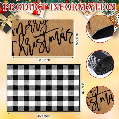 Tinideya 2 Pcs Door Mat Welcome Non Slip Coir Mats Floor Layering Doormats - Image 2